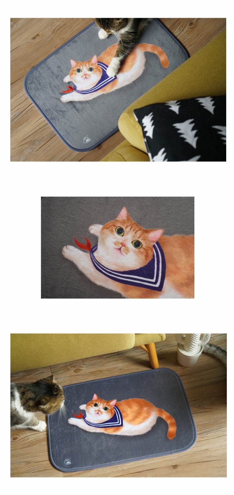 Miao Ji MEWJI gốc dễ thương thảm cửa phòng con mèo Ottoman thảm phòng tắm phong cách món quà bộ sưu tập - Thảm thảm phòng khách