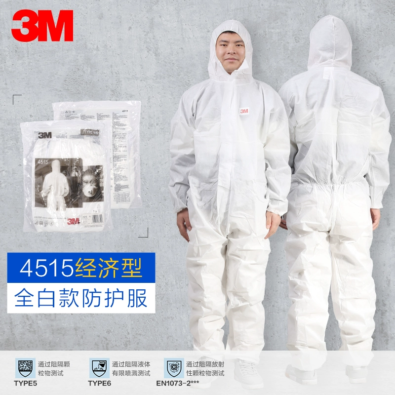 Quần áo bảo hộ dùng một lần 3M phòng thí nghiệm có mũ trùm đầu chống hóa chất phun sơn quần áo chống bụi thoáng khí và thoải mái mặt nạ phòng độc 3m chính hãng 