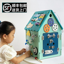 Montessori early education educational toy baby busy house diy multi-function Montessori teaching aids unlock box