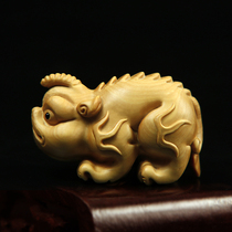 Boxwood carving solid wood handlework crafts play animals ornaments cute pet ancient beasts of the Unicorn