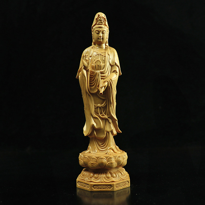 黄杨木雕西方三圣摆件观音菩萨大势至阿弥陀佛木质雕刻供奉佛像-淘宝