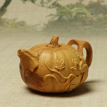 Small-leaf boxwood carving modern handpieces pumpkin pots play with natural logs Chinese home decorations gifts