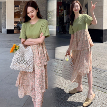 Pregnant women Summer breastfeeding two dress 2020 foreign style new stitching cake skirt fashion long summer