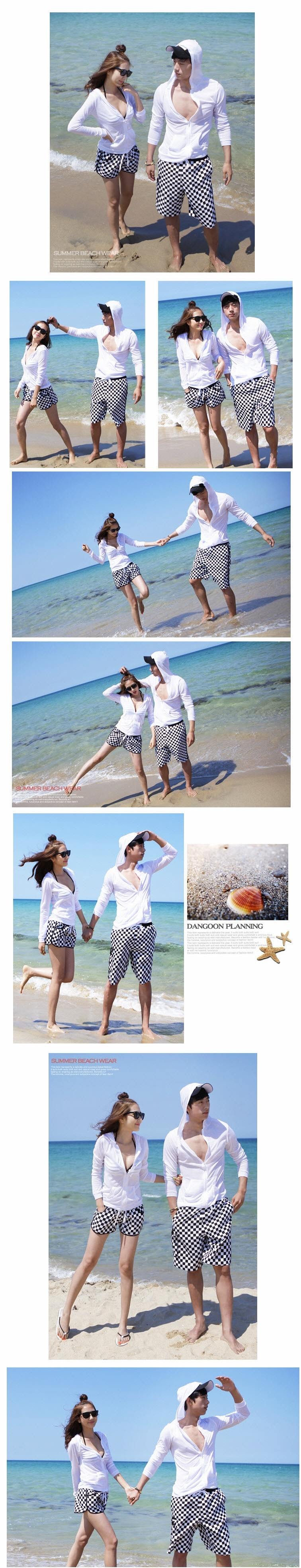 Qianjiao Baimei 2012 Quần đôi đi biển Hàn Quốc Áo chống nắng Quần áo đi biển Quần áo chống nắng Quần áo vải khô nhanh 1304 	quần áo đi biển hà nội	