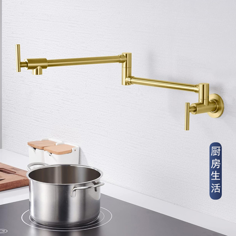All-Copper Single Cold Water Folding Kitchen Water Purifier Faucet, Special Stove-Mounted Wall-Mounted Retractable Rotating Dual-Open Direct Drinking Water Faucet