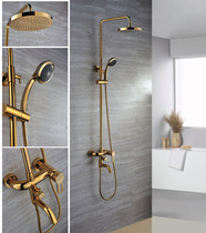 European rose gold shower Antique shower set Hot and cold copper nozzle shower faucet booster