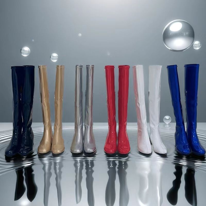 Children's Over-The-Knee Patent Leather High-Heeled Boots