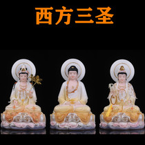 Western Sansheng 46cm White Jade Buddha statue Guanyin Dasu to Bodhisattva Amitabha Buddha Home Buddha Hall