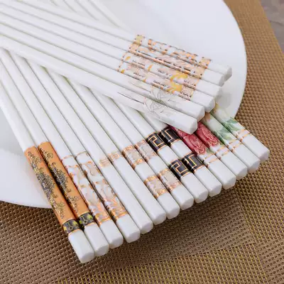 Good bone porcelain chopsticks 10 pairs of dishwasher gift box Health ceramics health and environmental disinfection tableware set family