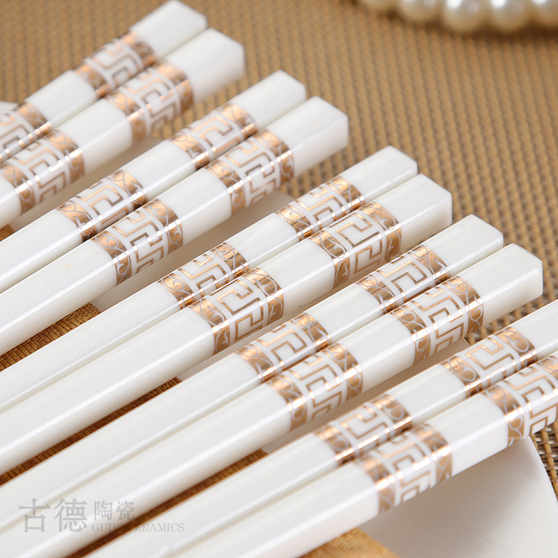 Ivory Porcelain Chopsticks Tuhao Golden Minima Eurostyle Business Hotel Ceramic Cutlery White Porcelain Series Gifts