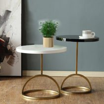  Nordic princess table Casual small round table Living room Sofa side round corner Coffee table Solid wood table Marble table