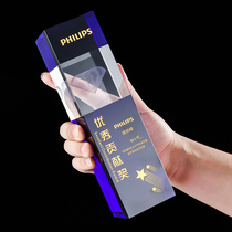 Creative crystal trophy custom free lettering Company outstanding staff annual meeting awards custom commemorative gifts