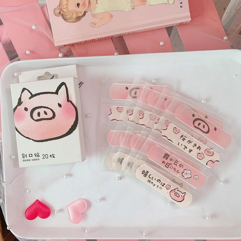 OK stretch cute Meng Meng Pig Cherry blossom Korea waterproof breathable girl blood pressure stickers OK jump pig pig stickers Anti-wear feet