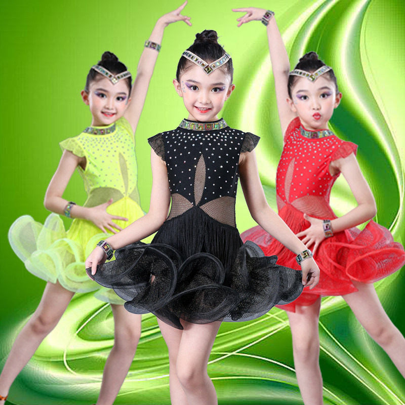 Summer new Latin dance skirt children's performance costume pettiskirt girl Latin performance costume competition children's tassel skirt