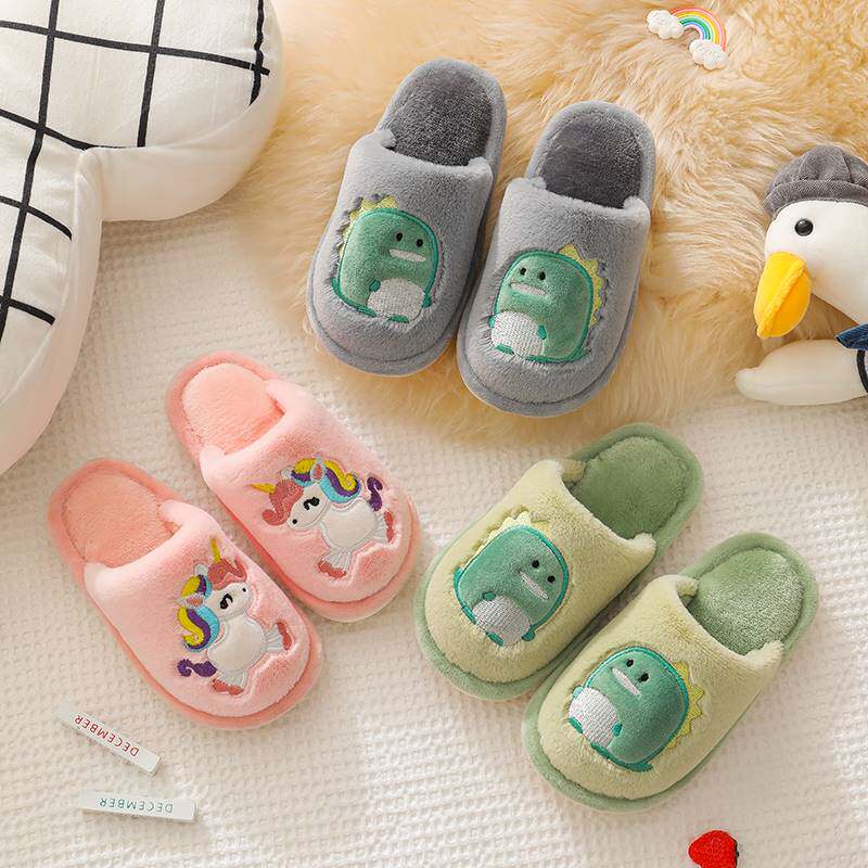 Boys cotton slippers non-slip cotton shoes home children's cotton cartoon home autumn and winter boys wool slippers 2022 new