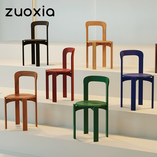 左下 Стул Rey, скандинавский обеденный стул из массива дерева, дизайнерский ретро-гостиная, домашний красный средневековый простой стул для стола