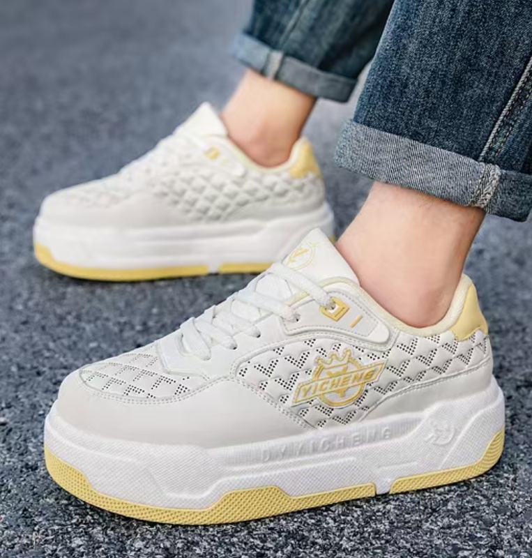 Yicheng Genuine 2026 Latest Model Thickened Popcorn Sole Shuttlecock Shoes High Elasticity White Shuttlecock Shoes Specialized for Kicking Shuttlecocks