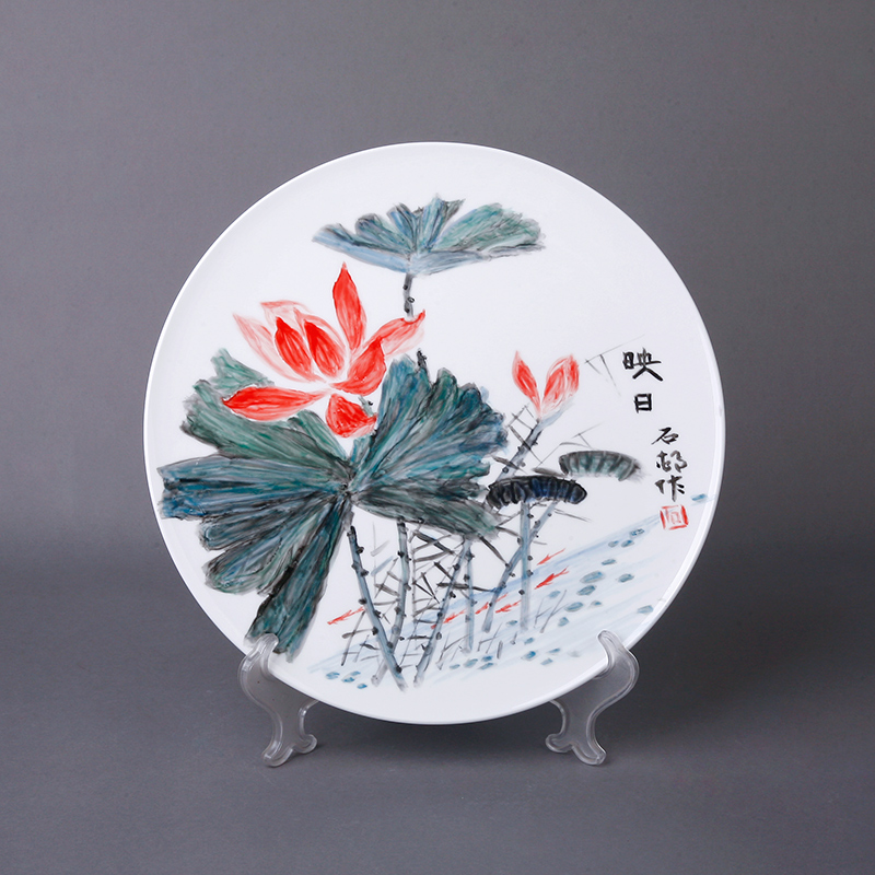 Tangshan ipads porcelain works home plate works from the DIY painting calligraphy Chinese paintings show plate of furnishing articles