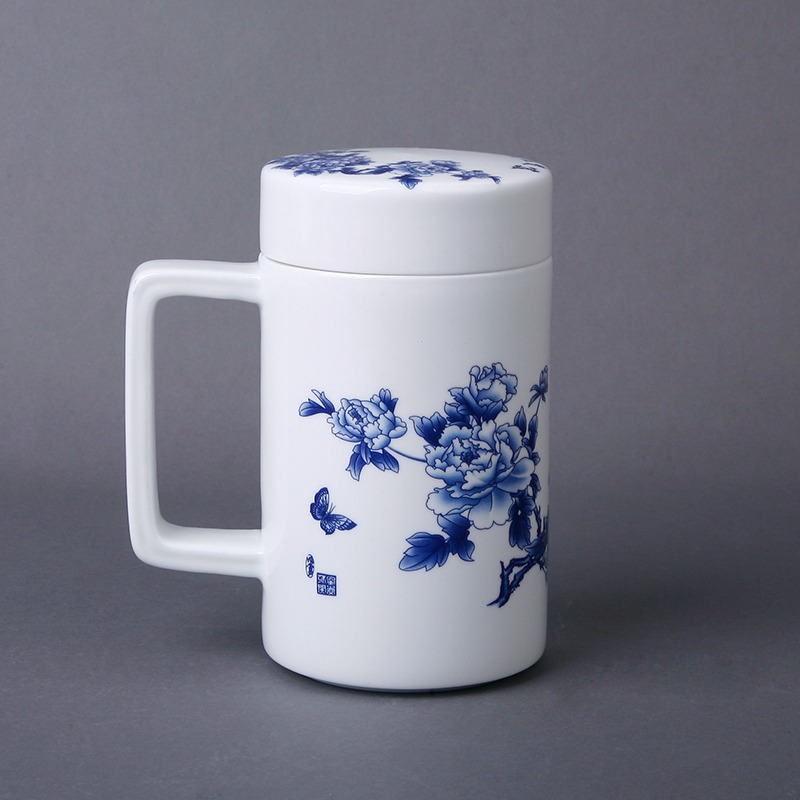 Ipads China bladder curing large - capacity glass cup insulation keep - a warm glass flower cup office of blue and white cup tea cup