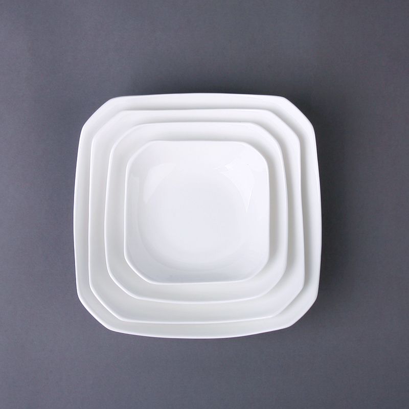 Pure white ipads China square plate ceramic deep dish household FanPan soup plate hot food cooking plate of dish dish of microwave ovens