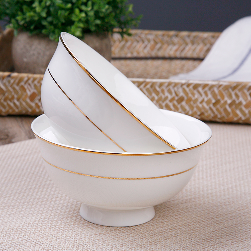 Tangshan ipads porcelain high rainbow such as bowl bowl of rice bowls household ceramics pure white soup bowl bowl of Chinese style suit against the hot dishes