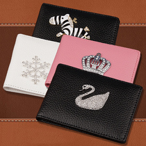 Cartoon drivers license driving certificate clip fashion rhinestone Swan certificate leather case creative car ID bag card holder