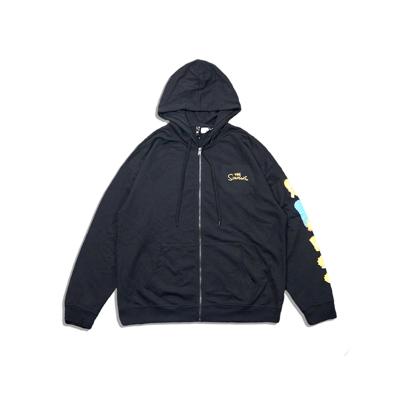 Trendy Casual the Simpsons Print Street-Style Hooded Zip-Up Loose Sweatshirt Hoodie
