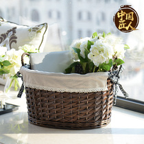 IKEA vine weaving worm and vine chopped debris storage basket tabletop round basket hand-woven basket