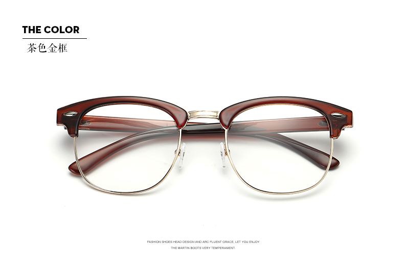 Phiên bản Hàn Quốc của kính retro khung nữ tròn phẳng gương nửa khung kính nam siêu nhẹ với kính cận thị thủy triều mắt kính rayban