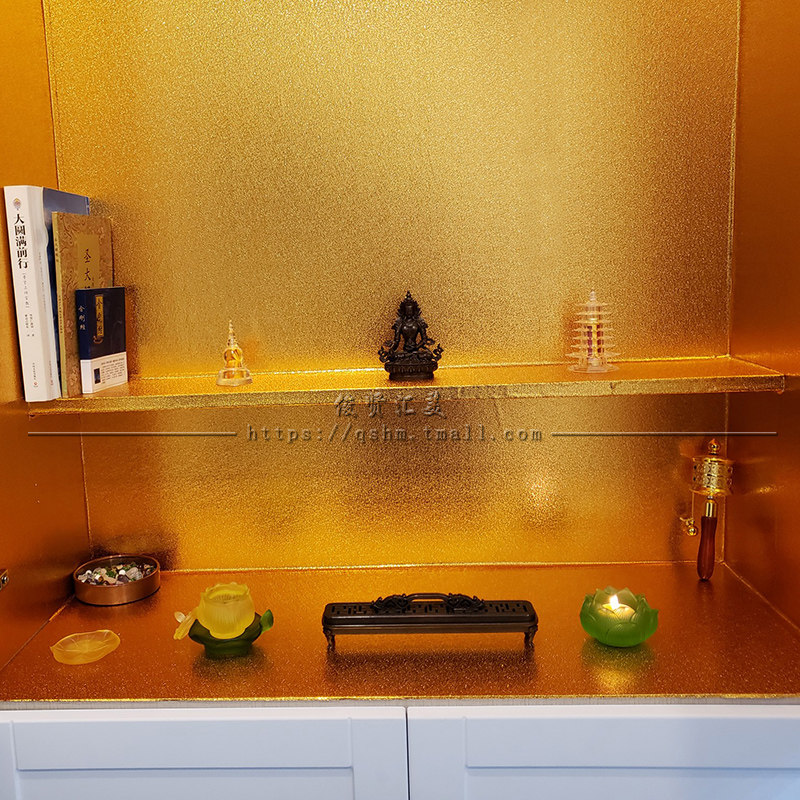 Fireproof sticker self-adhesive gold foil wallpaper i.e. when it is stuck with earthen gold golden yellow wall sticking wallpaper adhesive waterproof Buddha niche-Taobao