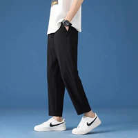 Черные шелковые тонкие штаны, свободный прямой крой