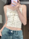 Sweet and Spicy Lace Floral Camisole for Women, New Summer Style, Cropped, Tie-Up, Bowknot Vest, Outerwear Top