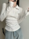 Button Design, Stylish and Slim-Fitting Polo Collar T-Shirt for Women, 2025 Autumn Korean Version, Super Nice, Unique and Beautiful Top