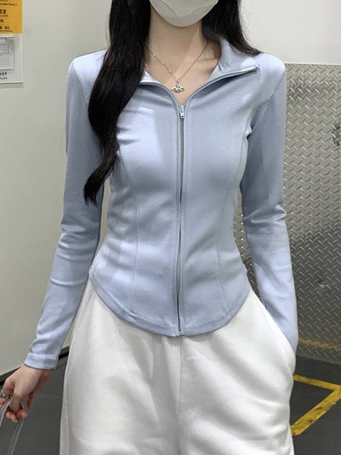 Half-High Collar Fishbone Design Zipper Cardigan for Women, Spring Wear, Fashionable, Super Nice-Looking, Unique and Beautiful Jacket Top