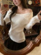 Korean-Style Gentle and Soft Chic Lapel Sweater for Women, Autumn and Winter Off-Shoulder Slim-Fit Beautiful Knit Top