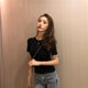 Basic Gray Short-Sleeve T-Shirt for Women, 2025 Summer New Korean Style Slim-Fit Base Shirt, Short Top ins