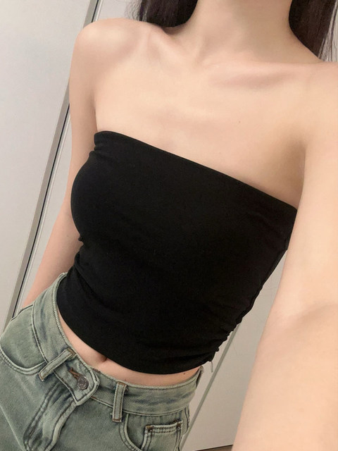 Pure lust-style elastic slim-fitting tube top for women in summer sexy wrapped chest outer wear unique and unique design top