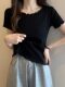 Ruffled Design Round Neck Versatile Short-Sleeve T-Shirt for Women, Summer New Style Petite Casual Top ins
