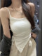 Purely Sensual Sexy Camisole with Chest Pads for Women, 2025 Spring/Summer New Style, Asymmetrical Slit Tie Design Top