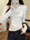 White Off-The-Shoulder Fashionable Versatile Chic and Beautiful T-Shirt for Women, 2025 Autumn, with Ruffled Design, Thin Top