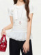 High-End White Bow-Tie T-Shirt for Women, Spring Season Waist-Cinching Inner Layering Top with Lace Trim, Stunning Blouse