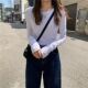 2025 Early Spring New Stylish White Long-Sleeve T-Shirt for Women, Layered Hong Kong Style Slim Fit Rolled Hem Top Base Shirt