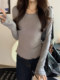 Pure Desire Hot Girl Ruffled Slim Fit Long Sleeve T-Shirt for Women 2024 Autumn/Winter Sweet Age-Reducing Brushed Basic Base Layer Top