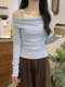 Korean-Style Chic 3D Floral Drape Collar Long-Sleeve T-Shirt for Women, Summer Fashion, Faux Two-Piece, Gentle and Slim-Fitting Top