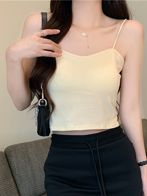 Pure Desire Hot Girl Simple Inner Layer Camisole for Women 2025 Summer Sexy with Chest Pad for Outer Wear Solid Color Slim Fit Top