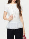 High-End White Bow-Tie T-Shirt for Women, Spring Season Waist-Cinching Inner Layering Top with Lace Trim, Stunning Blouse
