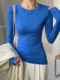 Korean Style Round Neck Modal Long-Sleeved Bottoming Shirt for Women, New Autumn Style, Simple Black Slim Fit Inner Top