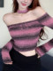 Sexy and Sweet Halter Neck Off-Shoulder Knit Top for Women, Spring Style, Subtle and Alluring, Showing Collarbone, Versatile, Cropped Top
