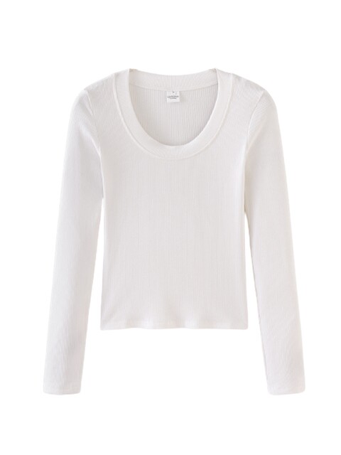 Sexy U-Neck Collarbone-Exposing Long-Sleeve T-Shirt for Women, 2024 Autumn and Winter New Style, Simple Black Slim-Fit Slimming Base Shirt