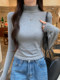 Basic Half-High Collar Brushed Thickened Base Shirt for Women, New Autumn and Winter Style, Petite Size, Slimming, Versatile, Shoulder Pad Top